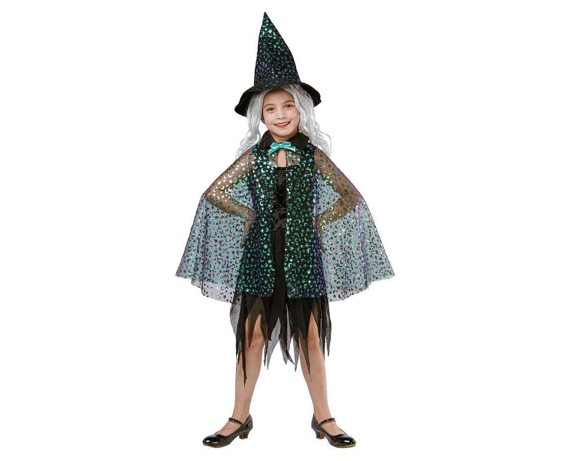 Role play-set for kids Shiny Witch (dress, hat), size 110/120 cm